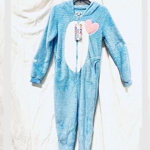 Women's / lady's elephant onesie pajama powder blue NWT
